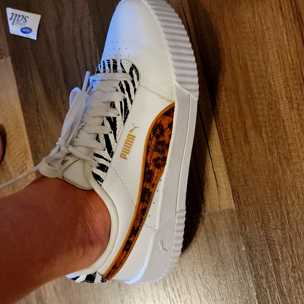 The cutest Puma zebra and leopard white sneaks